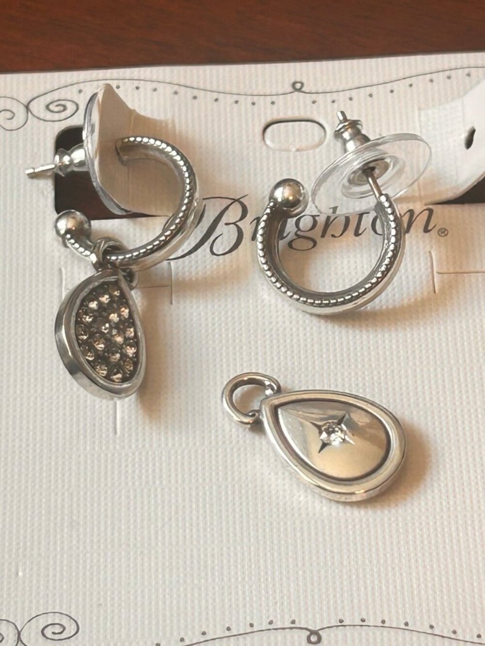 Brighton Teardrop paved reversible earrings  wear 3 ways  NWoutlet tag